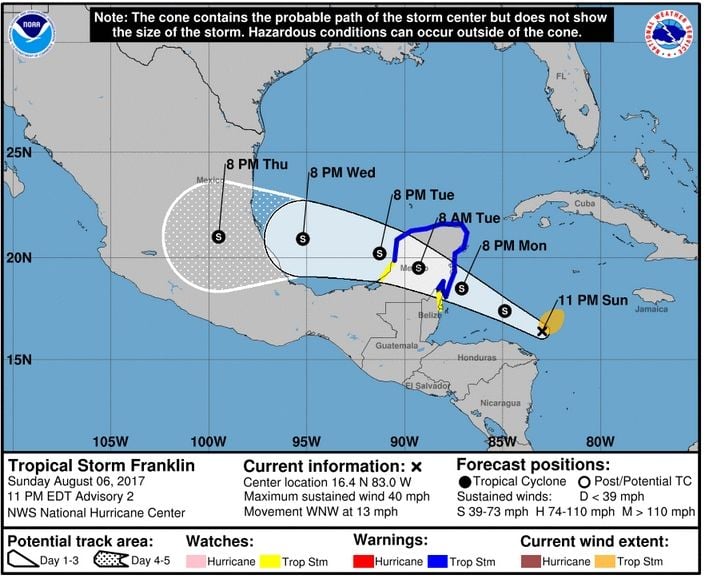 La tormenta tropical Franklin se forma en el Caribe
