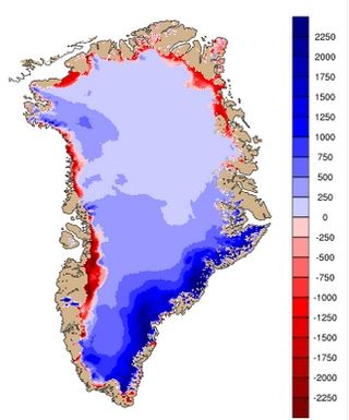 Balance actual de la masa superficial de la capa de hielo de Groenlandia
