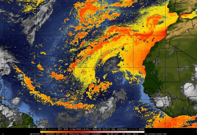 La ausencia y presencia de ciclones tropicales en el verano de 2013 