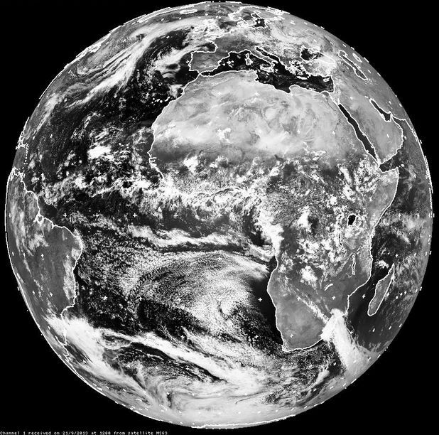 Imágenes visible del Meteosat-10 del 21 de septiembre a las 12 UTC.