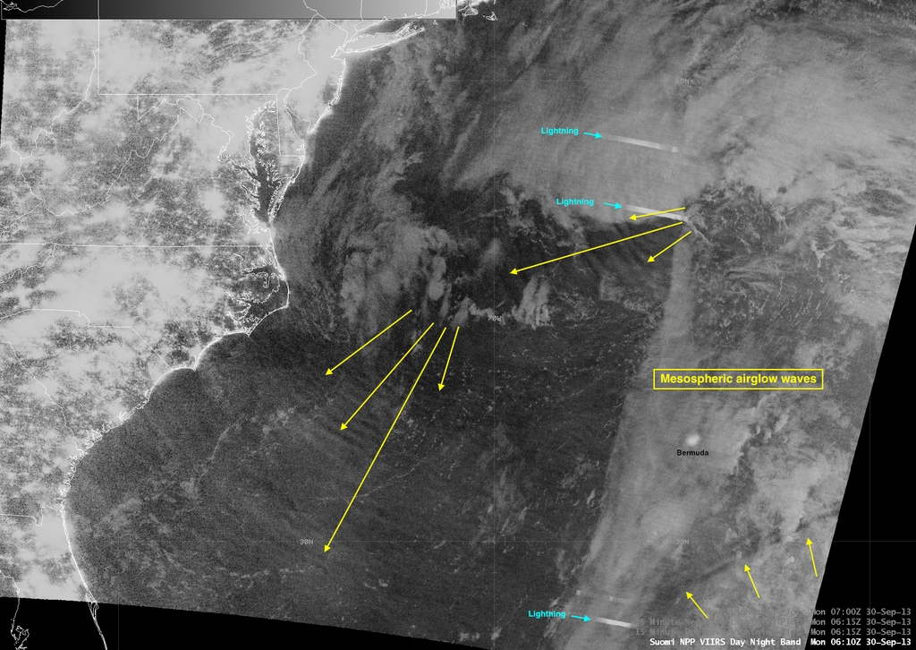 Imagen de la Banda Día / Noche del sensor VIIRS del satélite Suomi NPP.