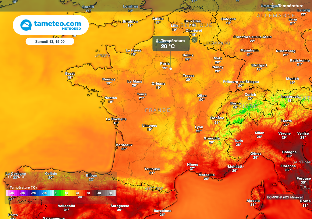 Températures inférieures aux normales de saison samedi après-midi. Températures inférieures aux normales de saison samedi après-midi.