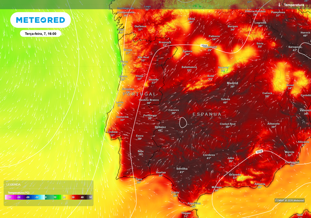 As temperaturas deverão aproximar-se dos 38 ºC em Castelo Branco, Évora e Beja durante a tarde de terça-feira, numa das fases mais quentes do dia.