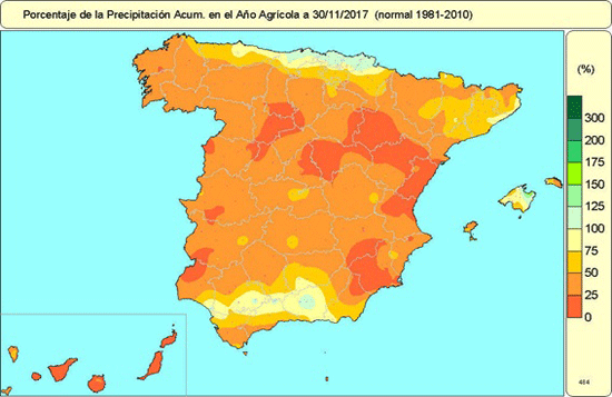 Otoño 2017 en España: muy cálido y muy seco, según AEMET