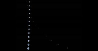 Secuencia de la Tierra y la Luna a casi un millón de kilómetros de distancia