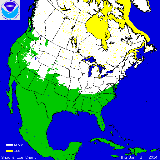 Canadá y parte de los EEUU cubiertos por nieve