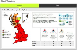 Avisos por inundaciones en UK: alerta roja a primeros de enero de 2014
