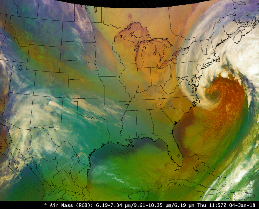 Producto ..... GOES-16 RGB de masas de aire, 0102-1332 UTC Producto ..... GOES-16 RGB de masas de aire, 0102-1332 UTC
