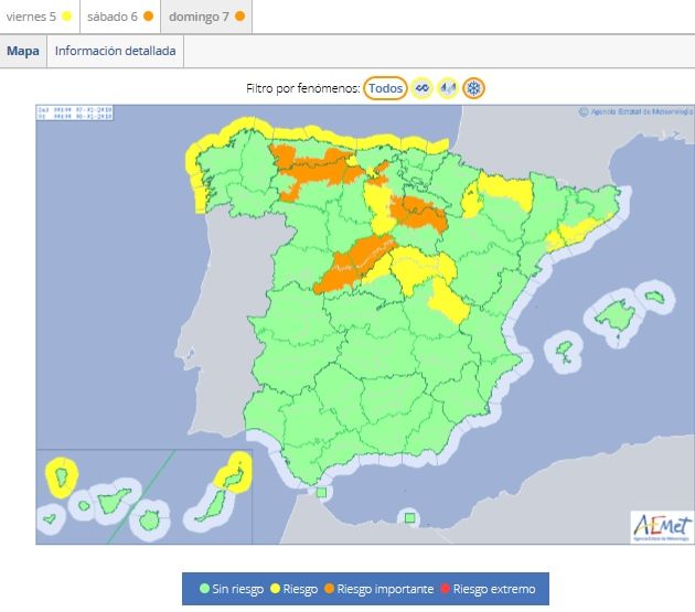 Avisos meteorológicos lanzados por AEMET para la borrasca de Reyes. 7 de enero 2018 Avisos meteorológicos lanzados por AEMET para la borrasca de Reyes. 7 de enero 2018