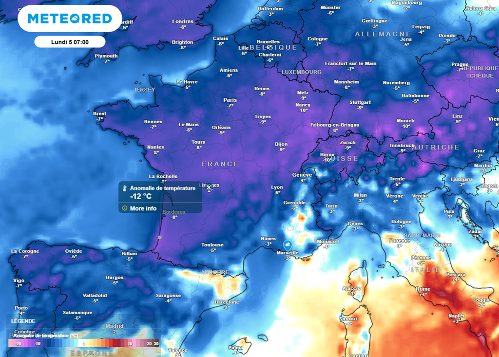 En début de semaine, le mercure se situera jusqu'à 12°C en dessous des normales de saison.