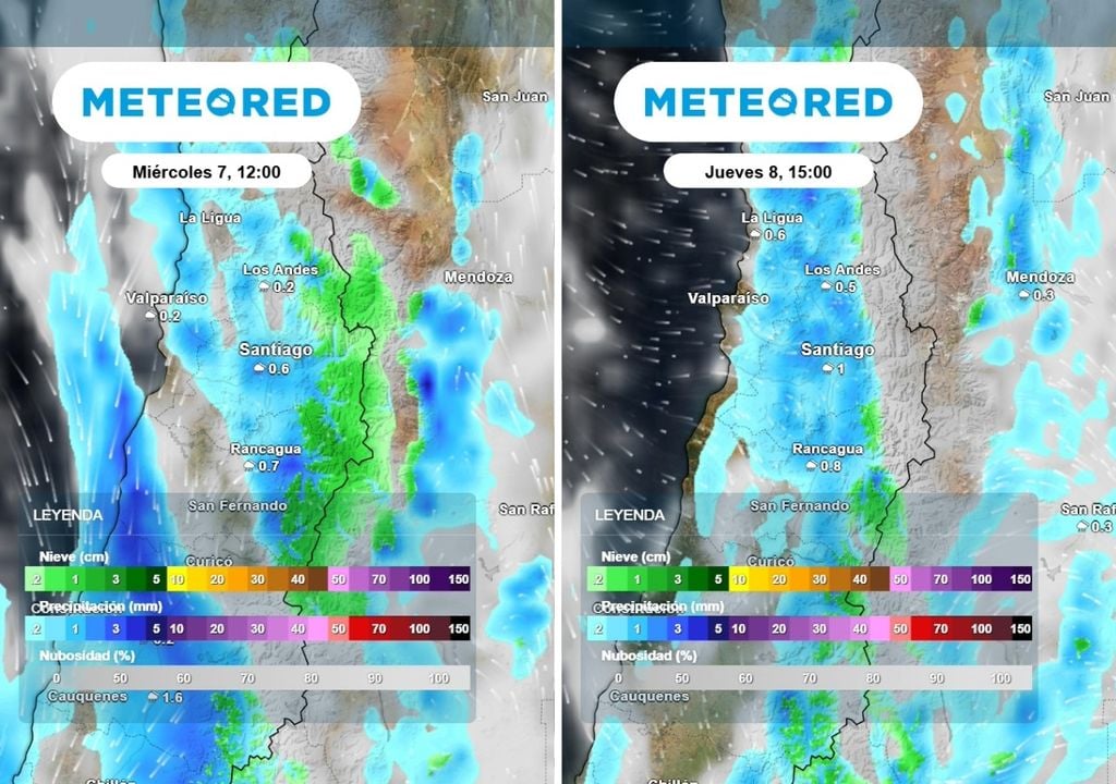 Lluvias Las lluvias continuarán en Santiago entre miércoles y jueves de la próxima semana, con montos variables y una distribución irregular.