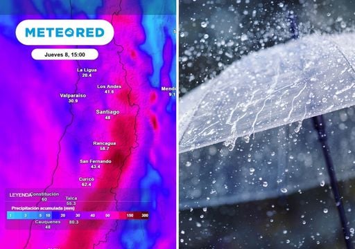 4 d&iacute;as con lluvias en Santiago: frente fr&iacute;o y r&iacute;o atmosf&eacute;rico dejar&aacute;n el mayor acumulado este d&iacute;a