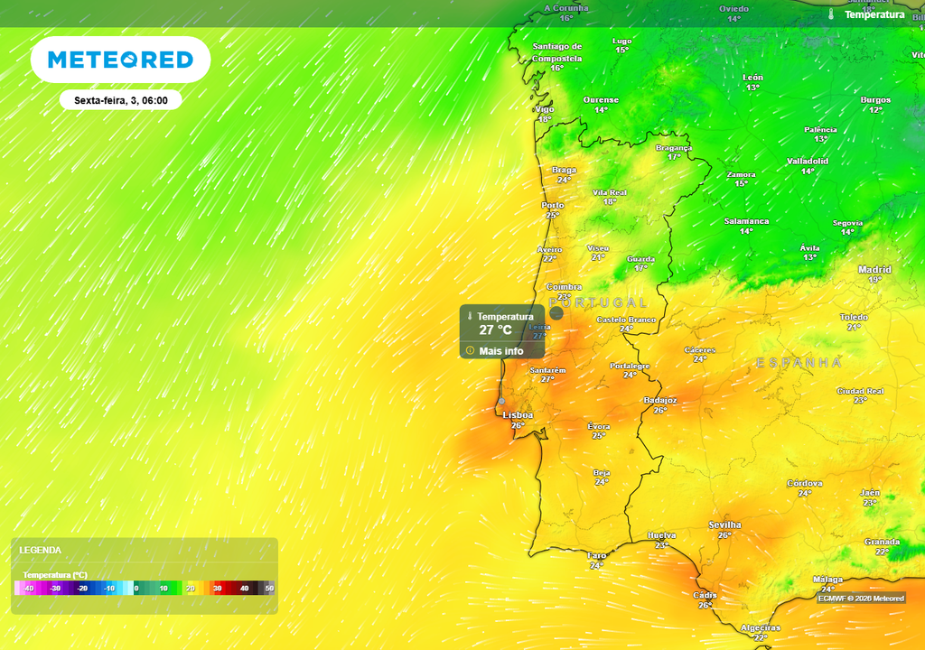 Avizinham-se noites tropicais nestes primeiros dias de julho para uma grande parte da geografia portuguesa, com mínimas iguais ou superiores a 20 ºC. Nalguns locais poderão registar-se noites tórridas (quando a temperatura mínima não desce abaixo dos 25 ºC).