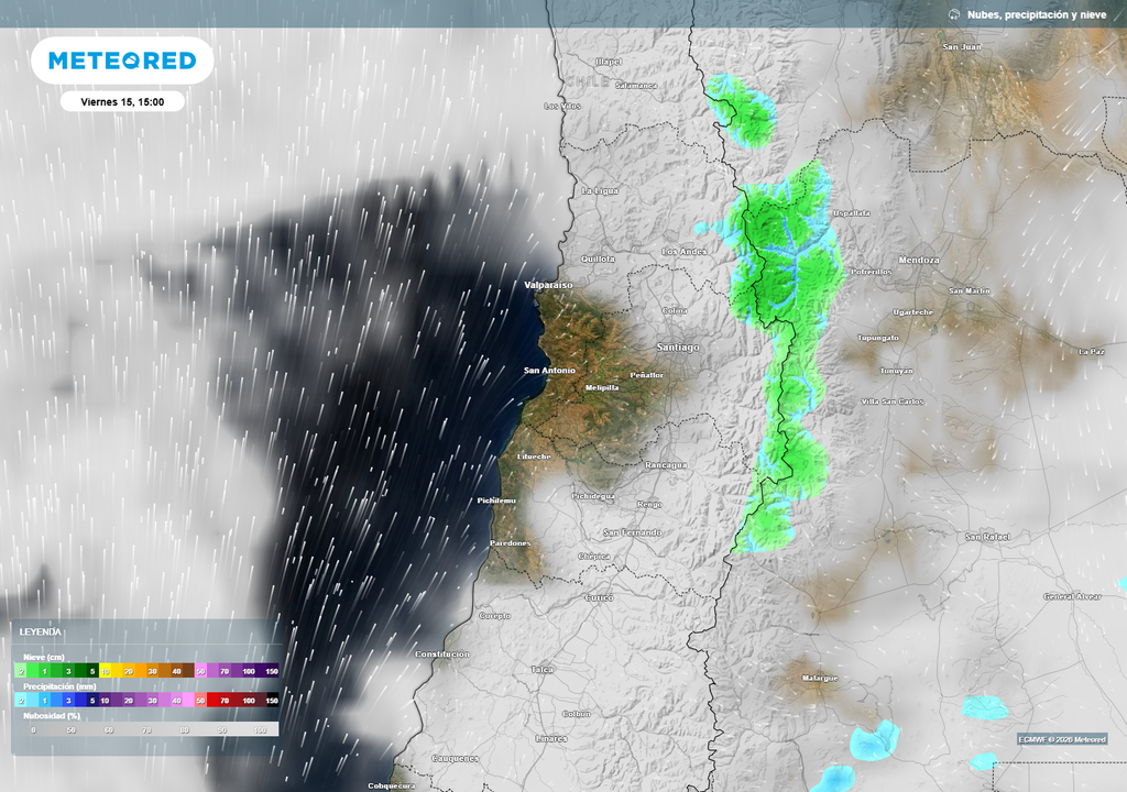 La nieve se dejará caer sobre la cordillera de la zona central de Chile durante el día viernes.