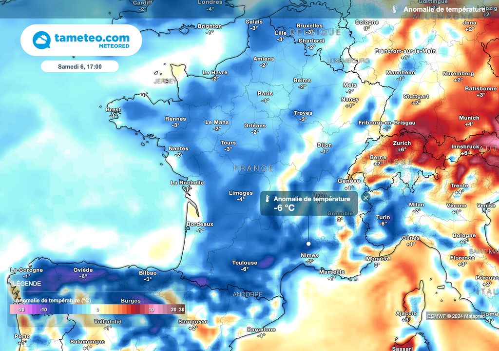 Chute des températures samedi après-midi. Chute des températures samedi après-midi.