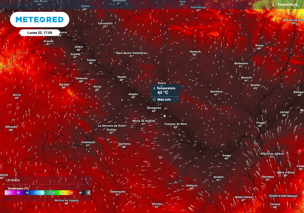La ciudad de Zaragoza podría batir el lunes se récord histórico para junio: las temperaturas alcanzarán los 43 ºC a la sombra.
