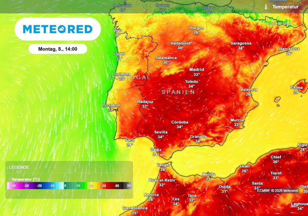 In den nächsten Tagen wird es auf der Iberischen Halbinsel immer heißer.