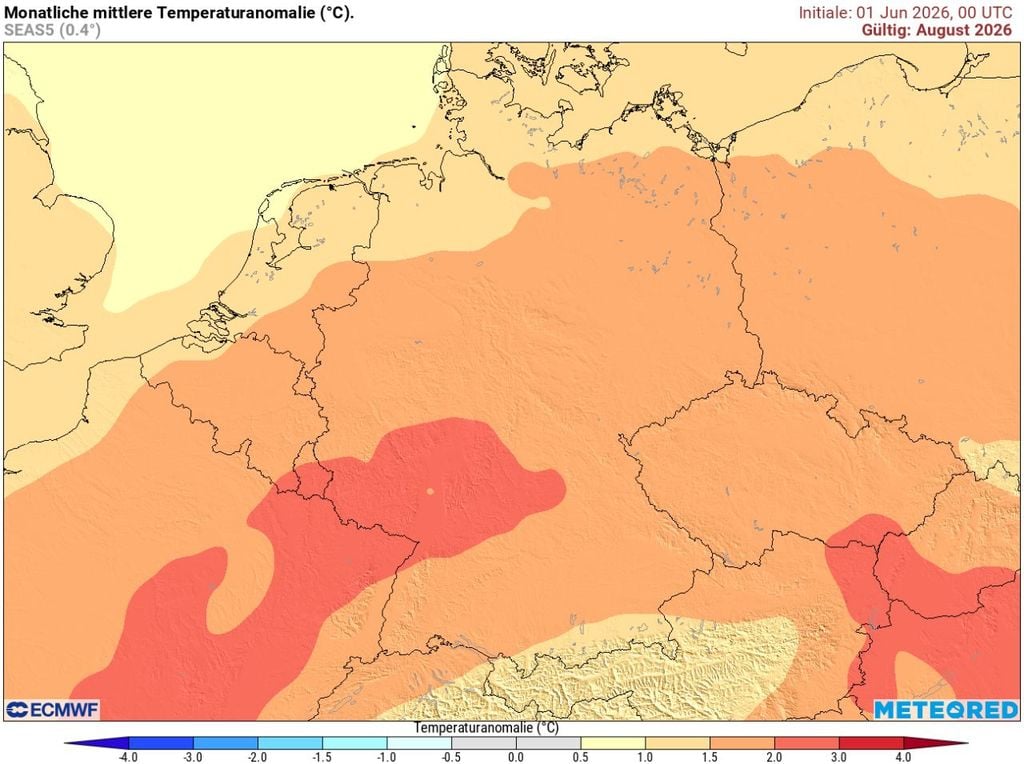 Der August 2006 könnte laut aktuelle ECMWF-Prognose extrem heiß und trocken ausfallen.