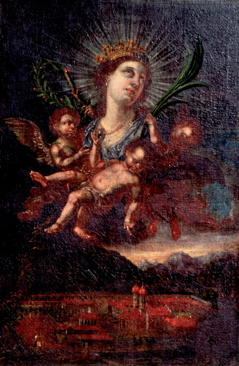 Figura 5. El milagro de Anastasia pintado por Lucas Zais alrededor de 1720. El tamaño de la imagen es de 1.3 m x 0.9 m. (© Monasterio de Benediktbeuern)