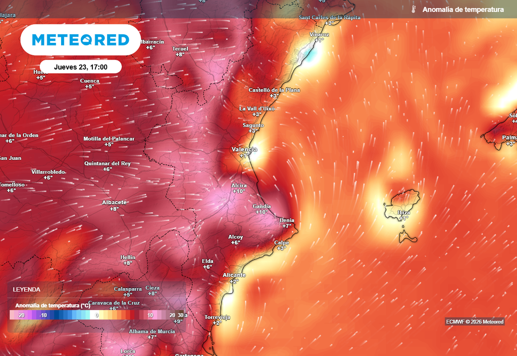 Las temperaturas estarán hasta 10 ºC por encima de la media en el prelitoral e interior.