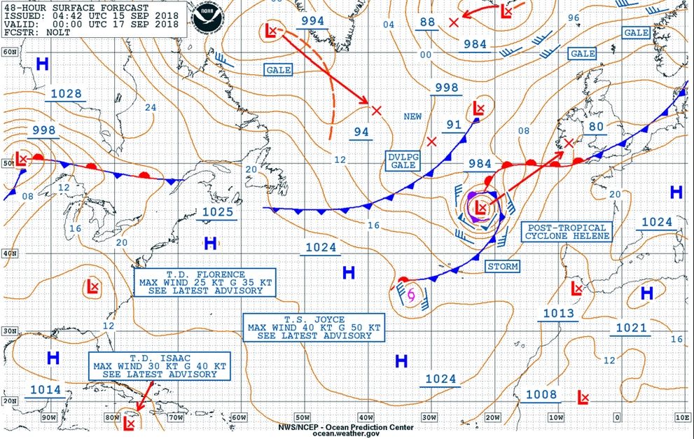 NWS EEUU. Frentes cálido y frío bien definidos