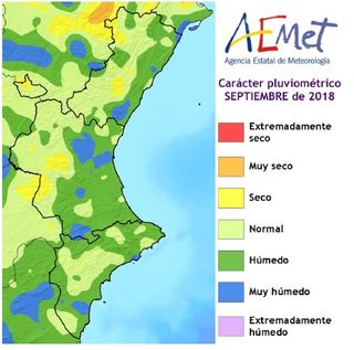 Resumen climatológico del mes de septiembre de 2018 en la Comunidad Valenciana