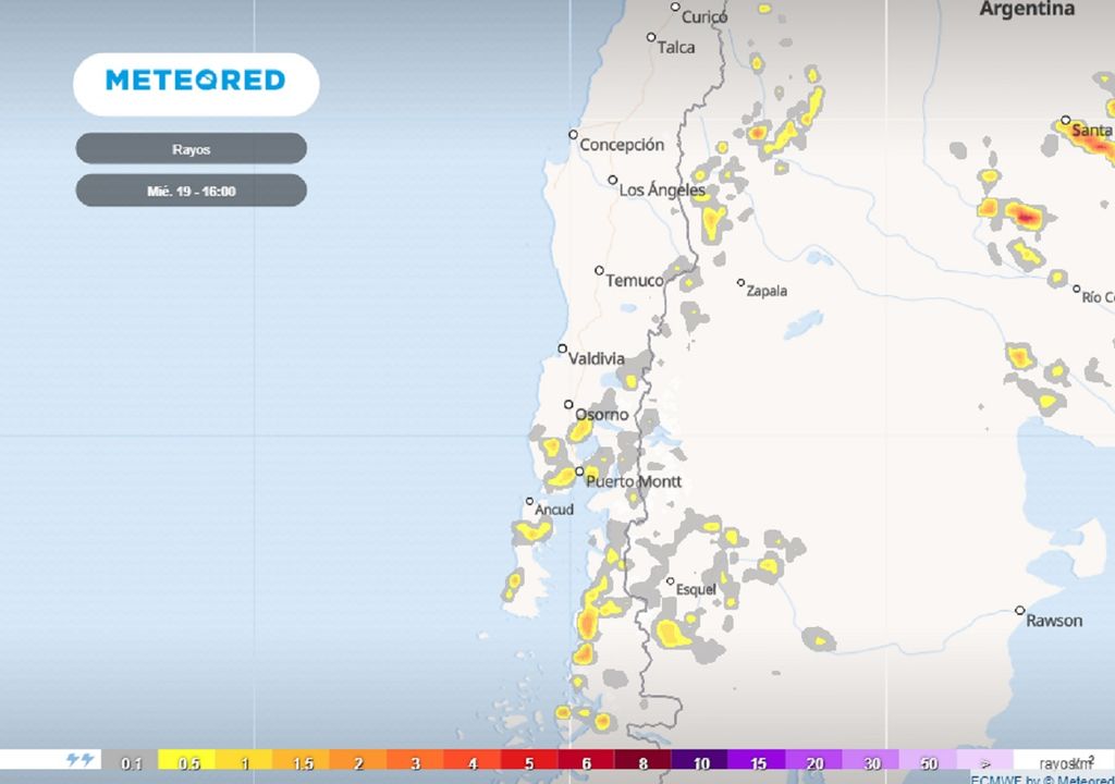 Rayos previstos; modelo ECMWF Rayos previstos; modelo ECMWF