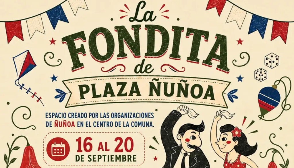 La Fondida de Plaza Ñuñoa invita a disfrutar de las Fiestas Patrias en el corazón de la comuna. Crédito: @camaranunoa.
