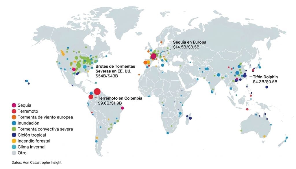 Desastres mundo Como suele ocurrir, los episodios de pérdidas más importantes se concentraron en Norteamérica, Europa y Asia Oriental, donde la exposición económica es mayor. Pero este año, los terremotos en Venezuela y Colombia hicieron que Sudamérica experimentara las mayores pérdidas globales.