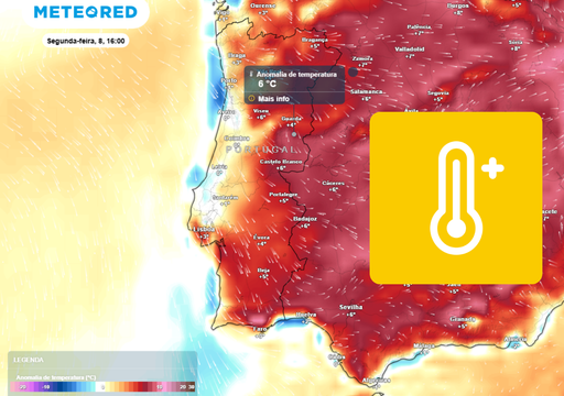 6 &deg;C de anomalia de calor em Portugal: o modelo europeu pinta de vermelho a segunda semana de junho