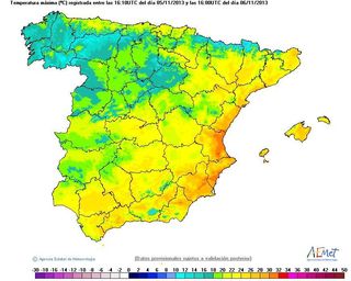 6 de noviembre de 2013: día de récords de temperaturas máximas 