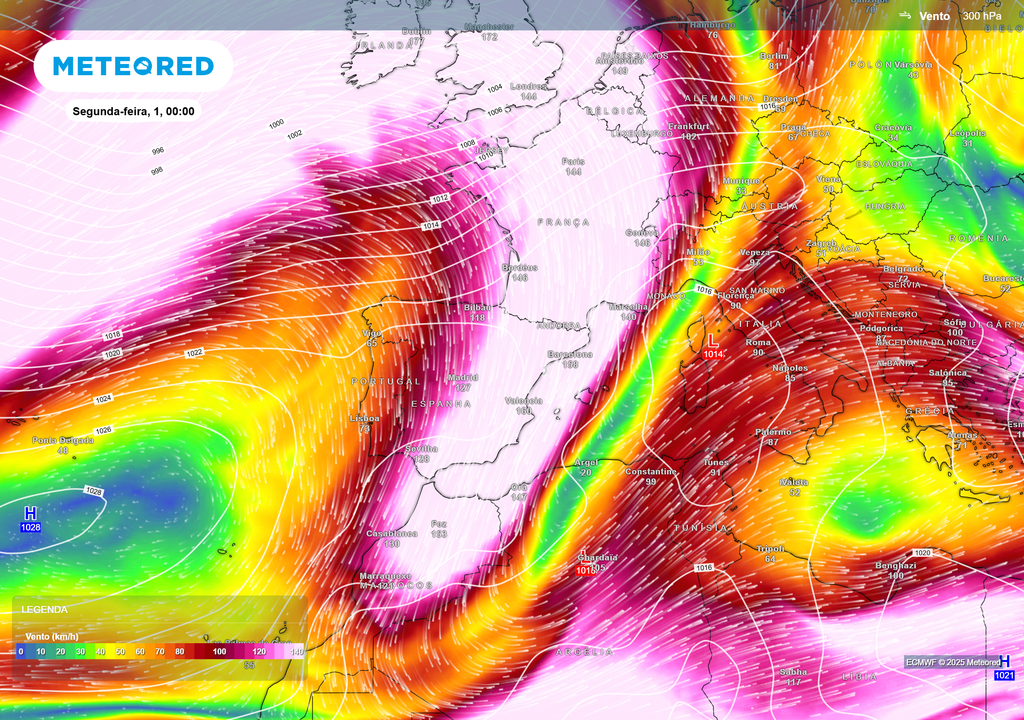 jet stream; jato polar; vento 300 hpa