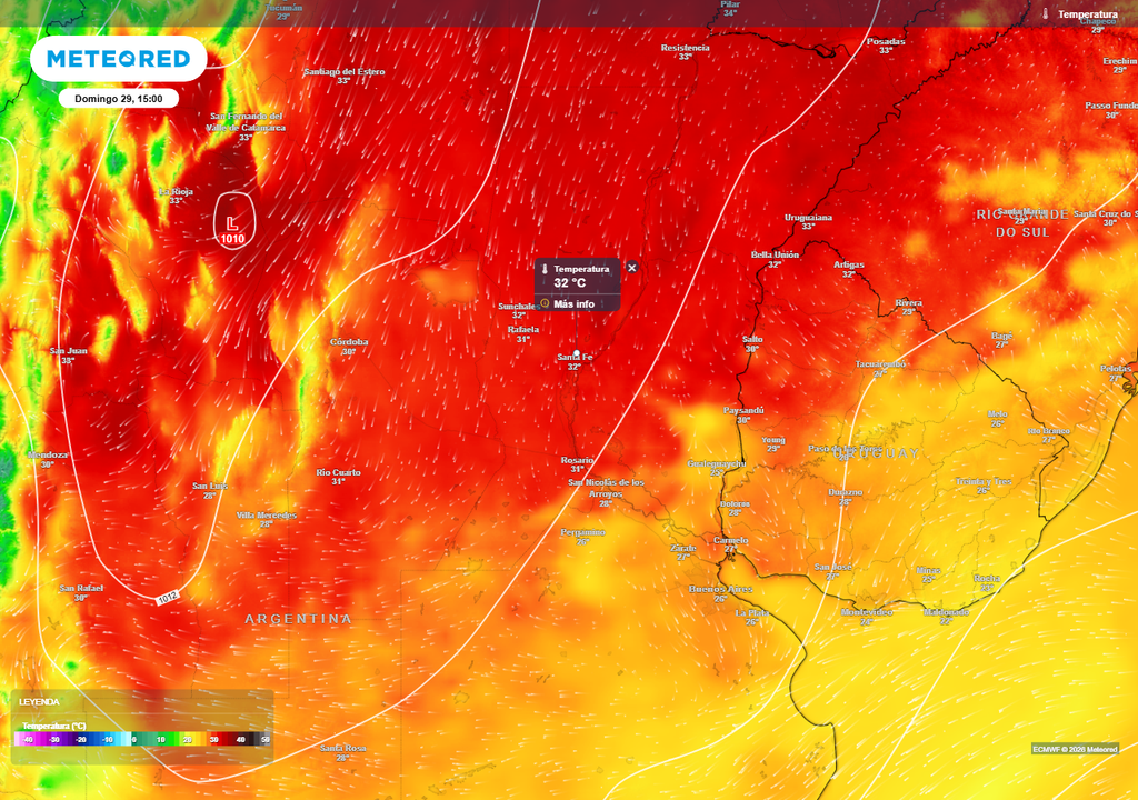 Para el fin de semana se esperan máximas superando los 30 °C en el centro de Argentina.