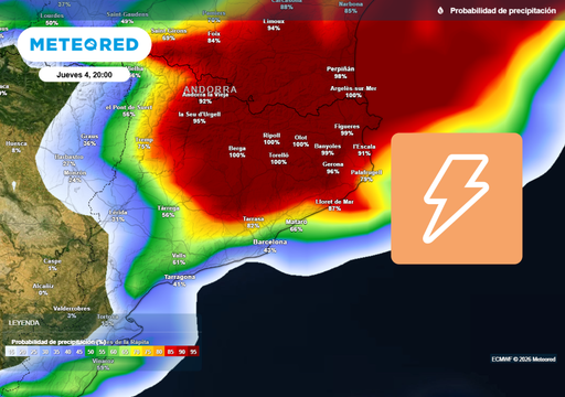 80 l/m2 prev&eacute; el modelo AROME: riesgo de tormentas adversas esta tarde y noche en Catalu&ntilde;a