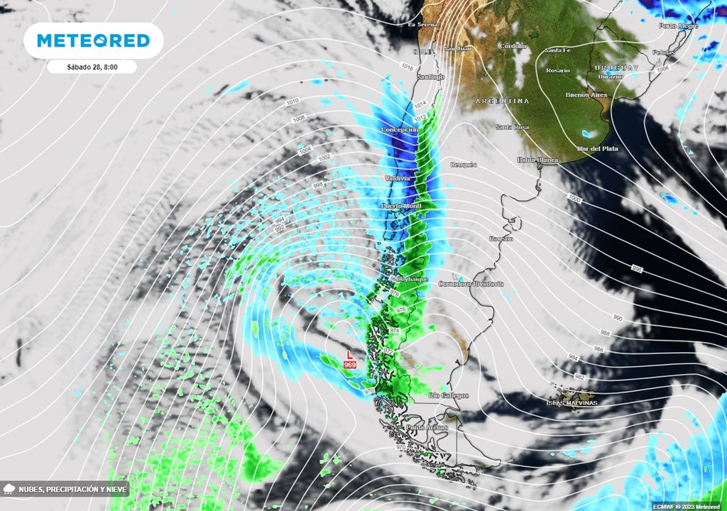 Precipitaciones asociadas al sistema frontal activo de este fin de semana