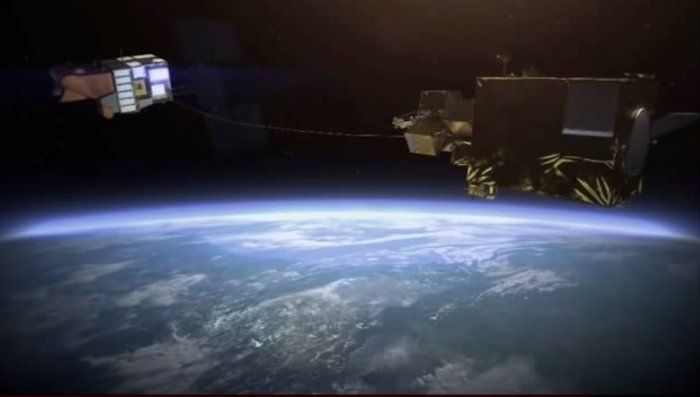 Arpón utilizado para capturar un satélite
