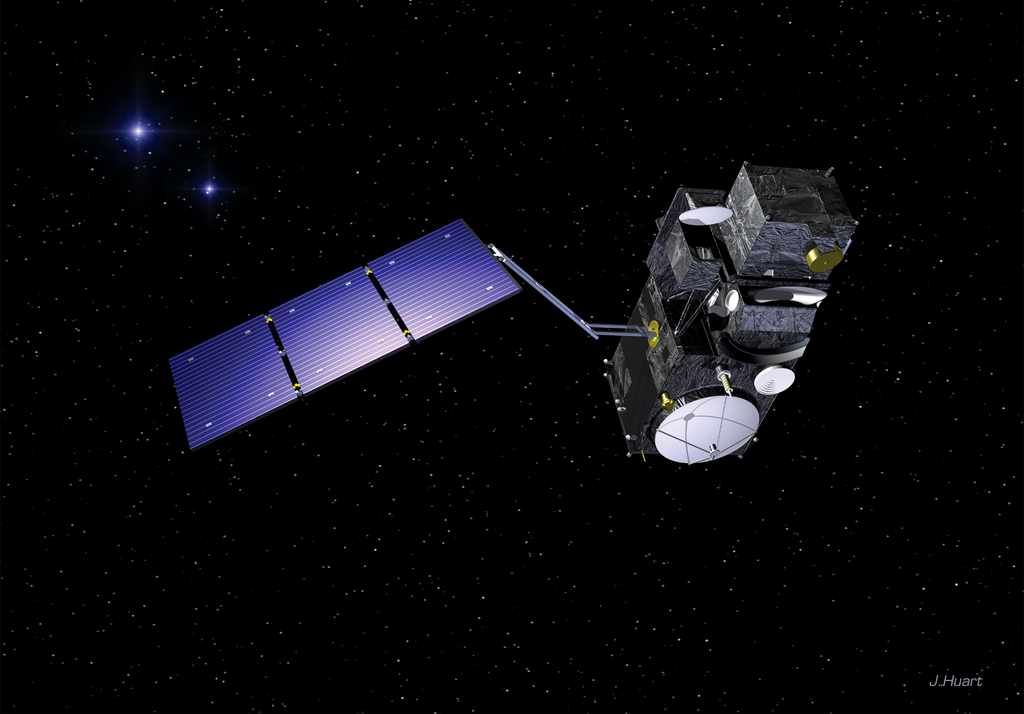Impresión artística de Sentinel-3 Impresión artística de Sentinel-3. Sentinel-3 está siendo desarrollado por ESA para el programa de la supervisión global europea del ambiente y de la seguridad. El objetivo principal de la misión es determinar parámetros tales como temperatura de la superficie del mar y de la tierra así como el color del océano y de la tierra. Créditos: J. Huart