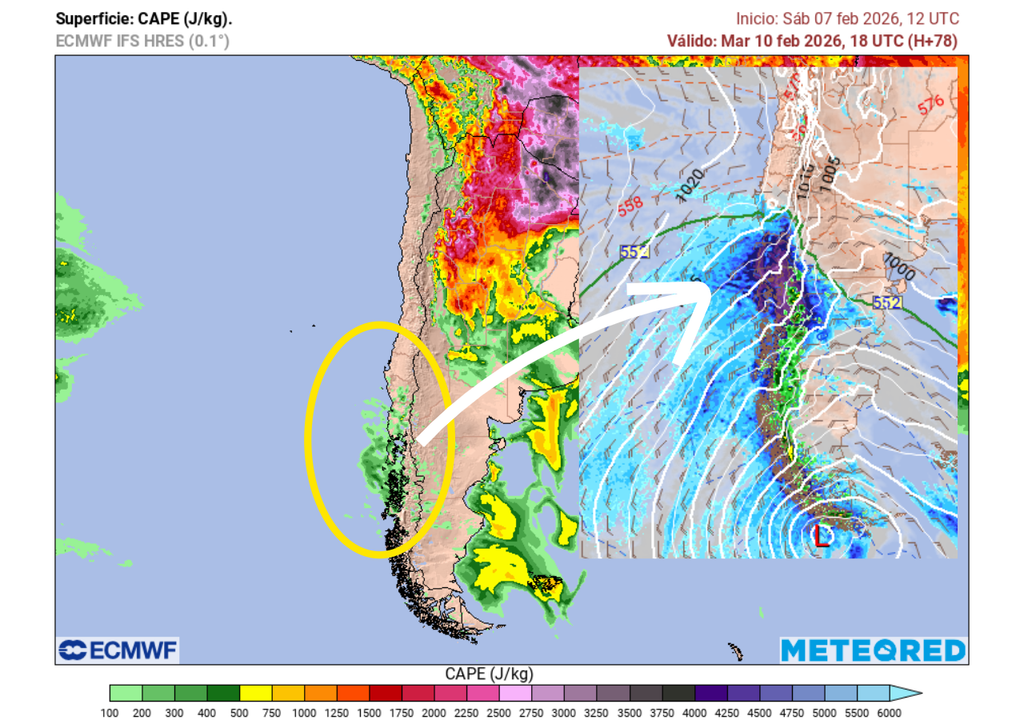 Además de Los Ríos y Los Lagos, la Región de La Araucanía podría recibir el desarrollo de tormentas en su tramo más sur, aunque con menor probabilidad. Se esperan chubascos y opciones para truenos y relámpago el día martes (10).