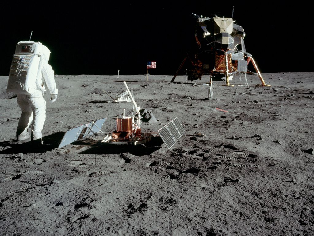 Aldrin y Armstrong en la luna