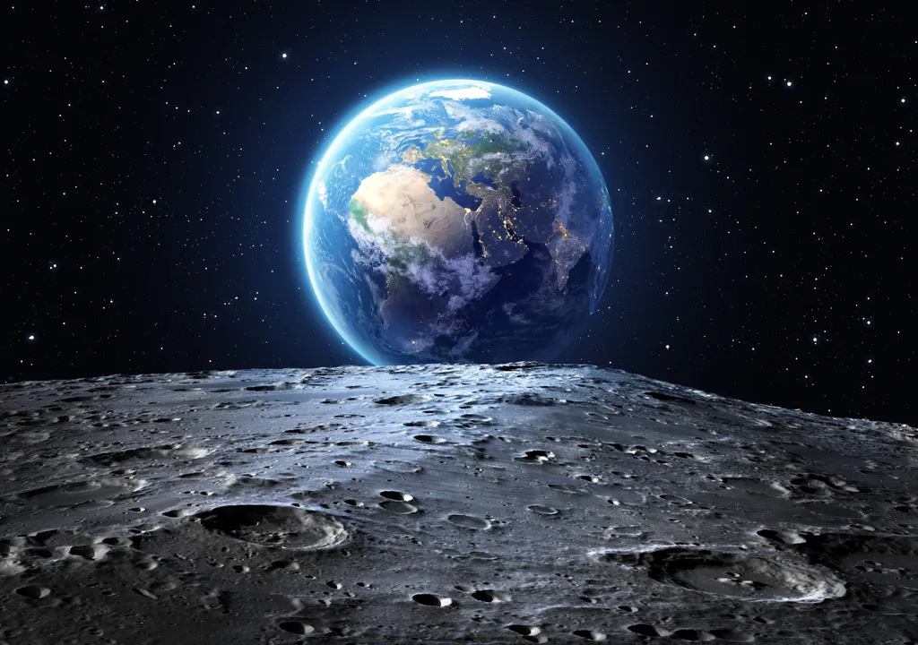 Visión de la Tierra desde la superficie lunar