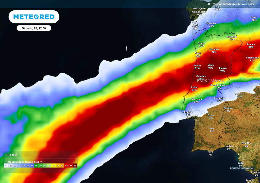 Mapa atmosférico: Probabilidade de chuva Mapa atmosférico: Probabilidade de chuva