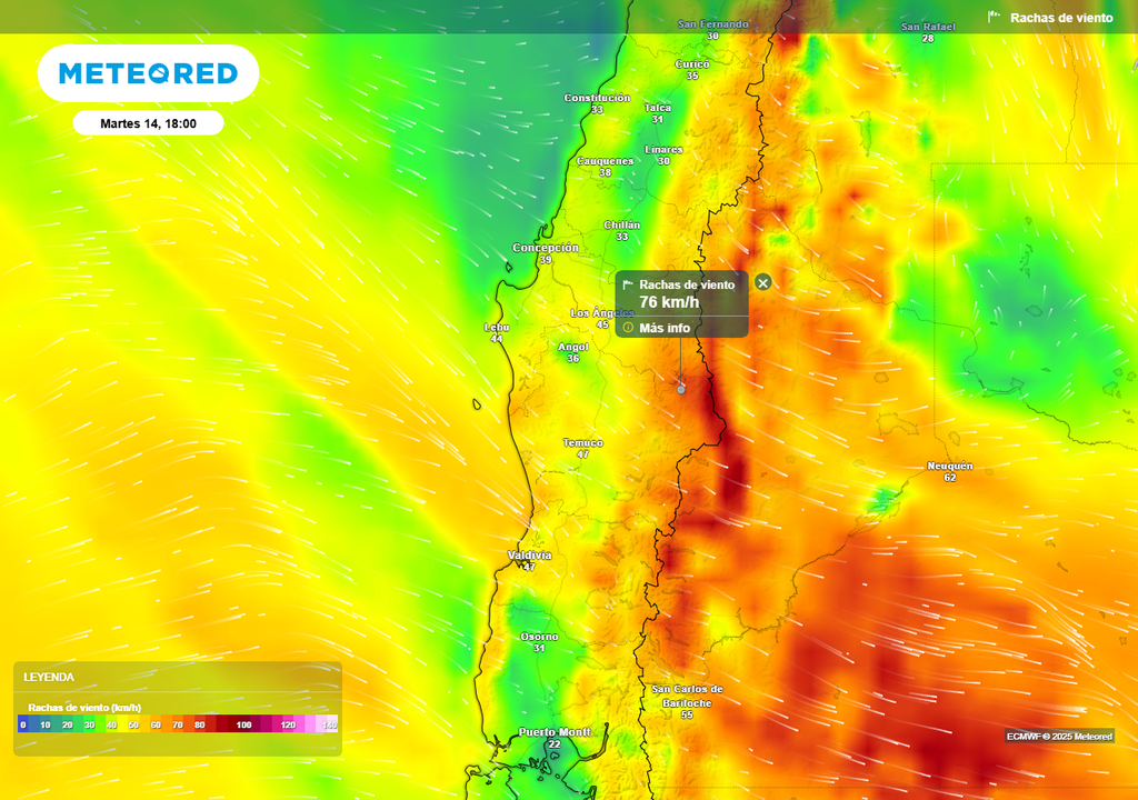 A contar del martes (14), lluvias en Chile centro sur, Meteored