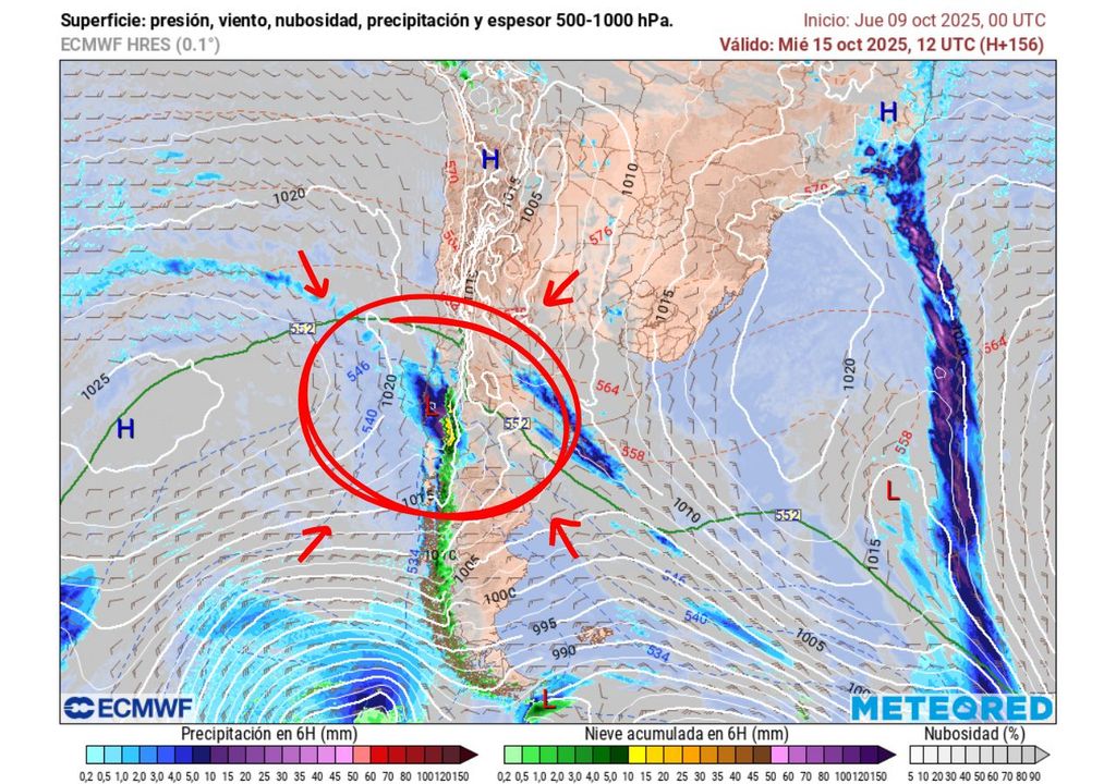 Miércoles (15) con lluvias en Chile centro sur, Meteored