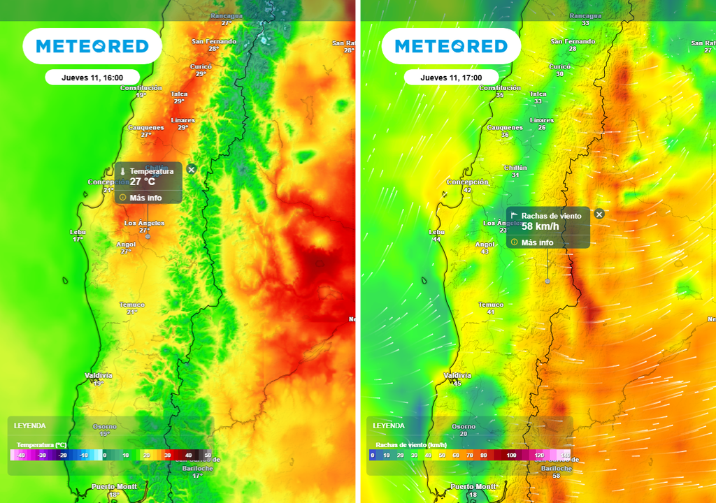 Jueves (11) con rachas de viento superiores a los 50 km/h en Chile centro sur, Meteored Jueves (11) con rachas de viento superiores a los 50 km/h en Chile centro sur, Meteored