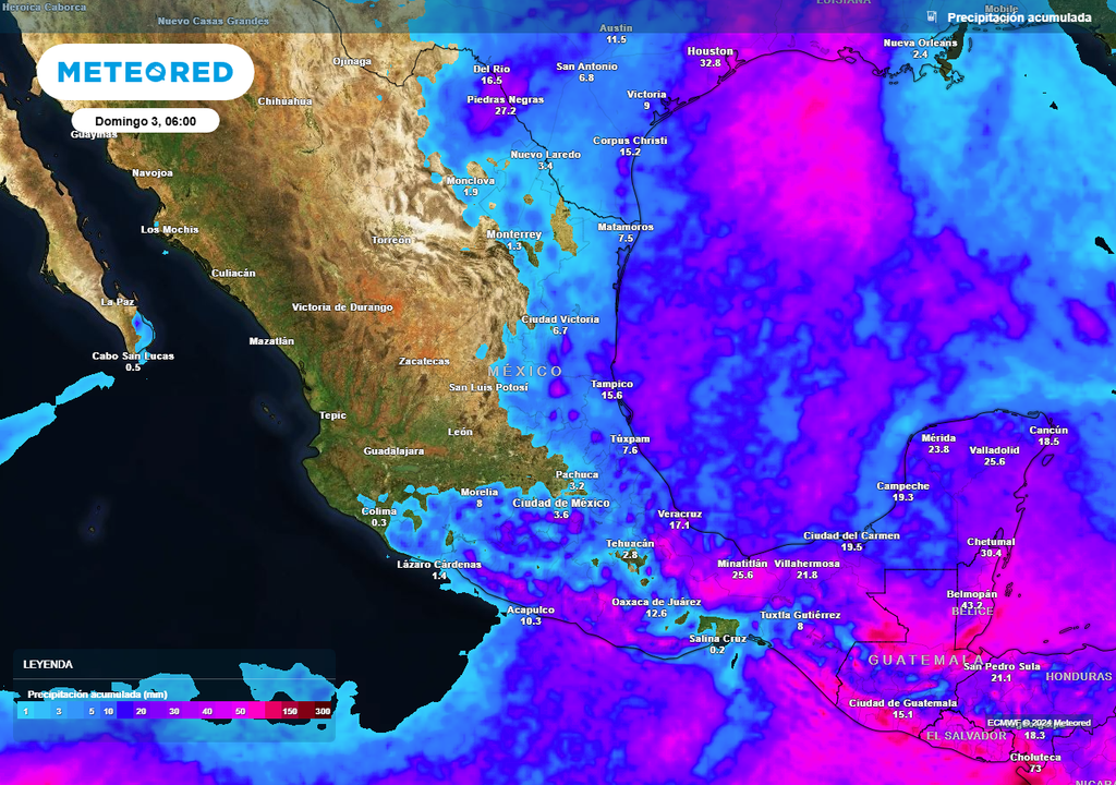 Pronóstico de lluvia acumulada en milímetros