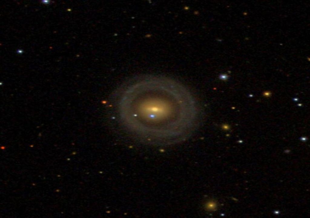 This image shows one of the rare ring-shaped galaxies known in the universe: NGC 6028, discovered by astronomer William Herschel on March 14, 1784. Source: Sloan Digital Sky Survey