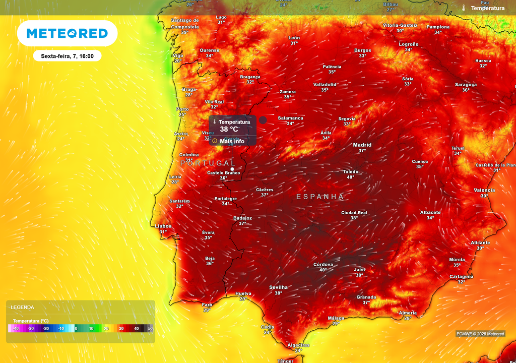 temperatura do ar à superfície As temperaturas podem voltar a subir a partir de quarta-feira. Primeiro no interior e depois no litoral. Sexta-feira e sábado deverão ser os dias mais quentes da semana.