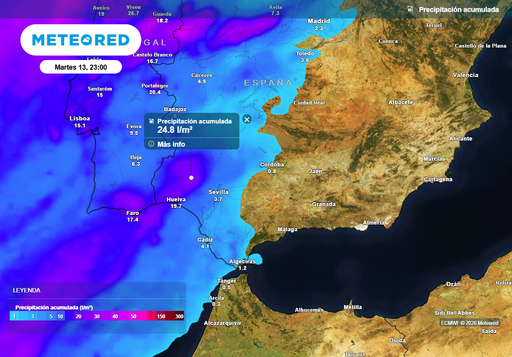A esta hora comenzar&aacute;n ma&ntilde;ana las lluvias en Andaluc&iacute;a: 4 provincias con paraguas y hasta 30 l/m2