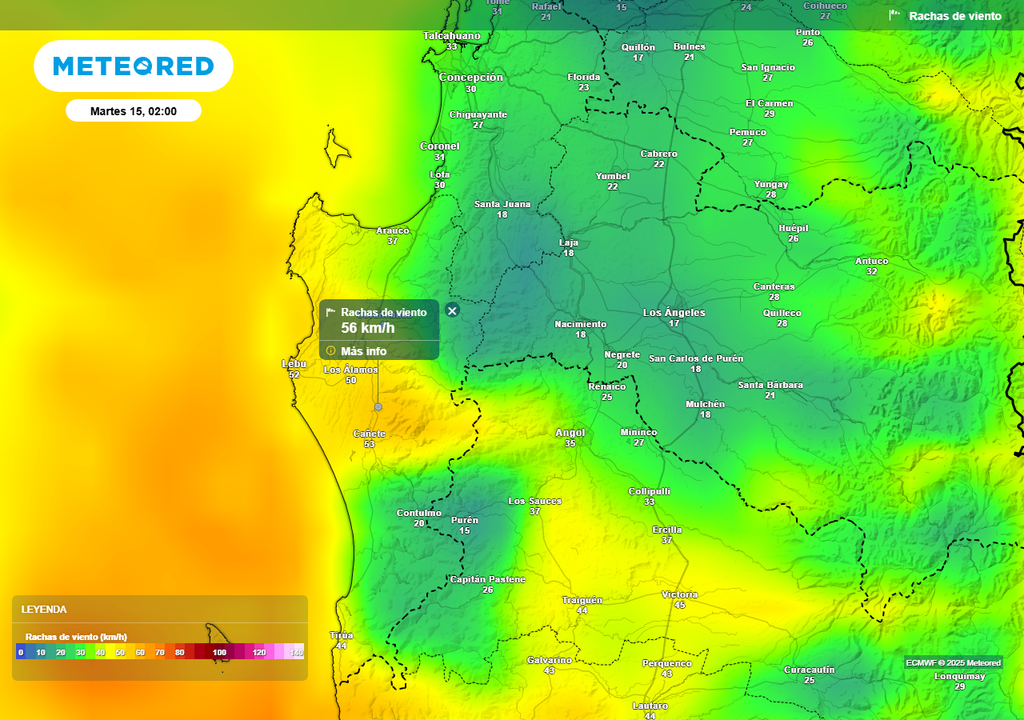 Lunes 14 de julio con lluvias en la Región de Biobío, Chile, Meteored