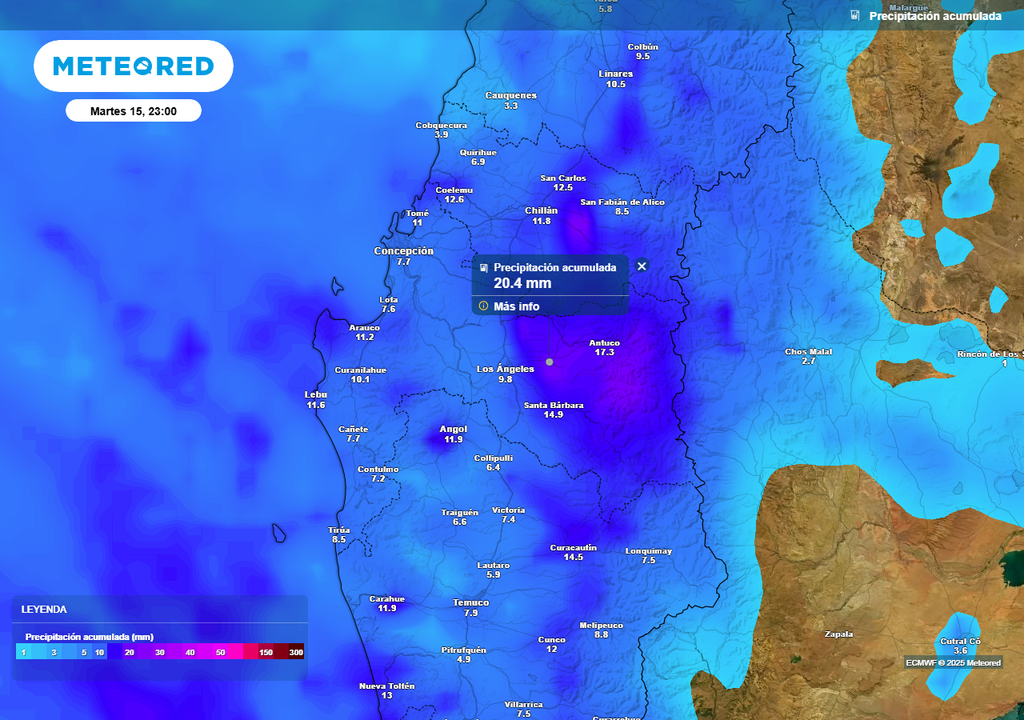 Lunes 14 de julio con lluvias en la Región de Biobío, Chile, Meteored